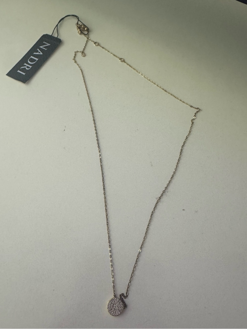 Nadri Gold Pave Disc Pendant Necklace